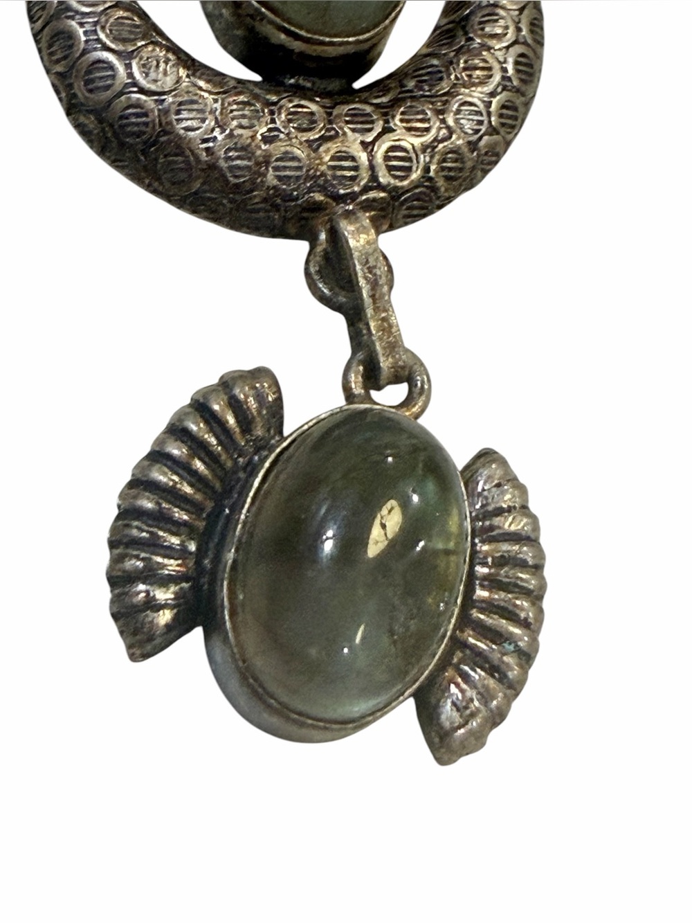 Vintage Taxco Mexico Sterling Silver Natural Labradorite Bohemian Statement Neck - Picture 11 of 16